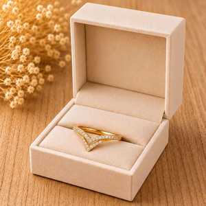 Bague double en V avec diamants de laboratoire, bijoux fins, design chevron, or massif 9k 10k 14k 18k jaune, blanc, rose - Product Image 4