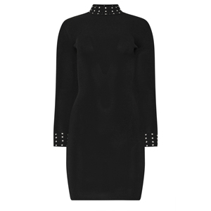 Vestido Ajustado de Manga Larga de Alta Calidad, Vestido Mini de Punto, Proveedor OEM ODM - Product Image 2