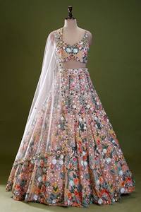 Women Traditional Indian Pakistani Silk Wedding Lehenga Choli Floor-Length Embroidered Loose Fit Dress - Product Image 5