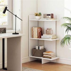 Étagère à livres en bois blanc à 3 niveaux, panneaux en bois d'ingénierie, capacité de 66 lb par étagère, kit anti-renversement inclus - Product Image 1