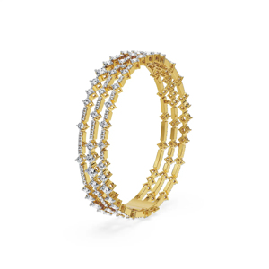 Bracelet tennis de luxe pour femme en or jaune et diamants, design géométrique, taille brillant rond, pour usage quotidien - Product Image 3