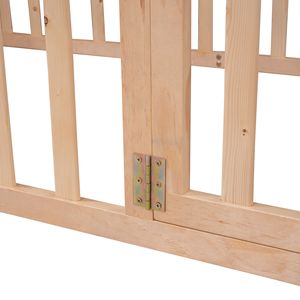 Letto a terra in legno naturale per bambini, misura Twin, con recinzione e porta (Vecchio SKU WF289661AAM) - Product Image 5