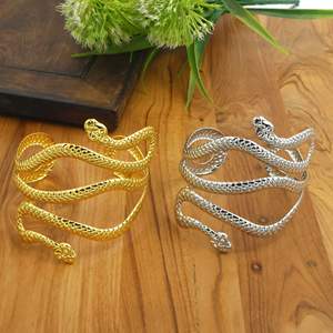 Brazalete de Serpiente de Acero Inoxidable Ajustable, Dorado y Plateado, Estilo Gótico Bohemio, Regalo de Joyería para Mujer - Product Image 1