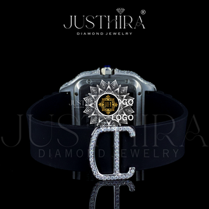 New Arrival Premium Analog <b>Mechanical</b> <b>Watch</b> Square Glass Half Iced Moissanite Diamond Luxurious Hip Hop Style High Quality - Product Image 2