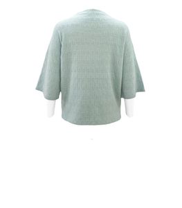 เสื้อสเวตเตอร์ถักสำหรับผู้หญิง คอกลม แขนสามส่วน ผ้าบาง สีพื้น เสื้อลำลอง - Product Image 2