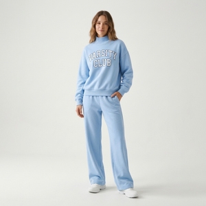 Ensemble de survêtement personnalisé pour équipe féminine, sweat-shirt à col montant et pantalon large, vêtements de match de boutique - Product Image 6