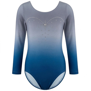Nouveau design, justaucorps de gymnastique pour filles de haute qualité, personnalisé, en spandex, à manches longues, avec strass, service OEM - Product Image 6