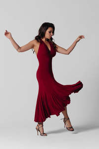 Vestido de Baile sin Mangas y Espalda Descubierta de Alta Demanda para Mujer, Diseño Halter, Traje de Tango - Product Image 2
