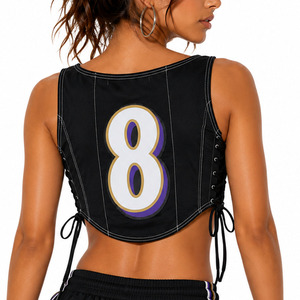 Luxury Y2K street Custom Women Vintage Number Corset Tank <b>Top</b> Sexy Ladies Sports Streetwear Lace Up Crop Camisole Women's Shirts - Product Image 2