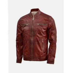 Chaqueta Bomber de Cuero para Hombre, Invierno, Estilo Urbano, Transpirable, con Cierres y Bolsillos Delanteros, Corte Ajustado, Hip Hop, OEM - Product Image 5