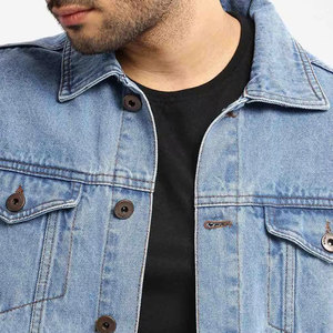 Latest Style Ripped Embroidery Patches Fully Customized <b>Men</b> Jeans <b>Jacket</b> Newest Fashion Medium Washed <b>Men's</b> Denim <b>Jacket</b> - Product Image 6