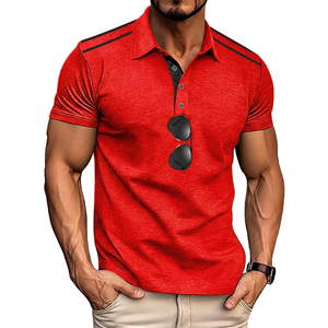 Polo à manches courtes pour homme, couleur unie, en coton tricoté, respirant, style décontracté, coupe classique, boutons - Product Image 2