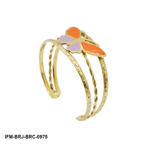 Pulsera de Doble Alambre Hecha a Mano con Diseño de Mariposa en Esmalte Naranja, Lila y Morado para Mujer - Product Image 5