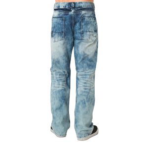 Relaxed Fit Distressed Denim <b>Jeans</b> Men's Heavy Ripped Trousers Medium Wash Cotton Breathable Streetwear Fashion Casual Pants - Product Image 2