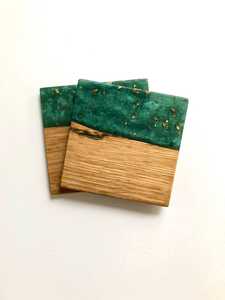 Square Wooden Coasters with Blue <b>Resin</b> <b>Top</b> Handmade Modern Design Non-Slip Mats 350mm Diameter <b>for</b> <b>Table</b> Decor - Product Image 4