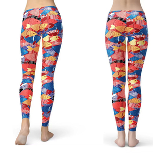 Leggings de mode pour femmes 100% Coton respirant en molleton, taille haute, pour yoga et entraînement, imprimé estival, effet push-up brillant, personnalisable - Product Image 6