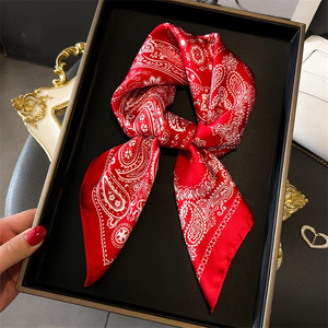 Foulard en satin de soie imprimé cachemire pour femme, hijab, foulard pour cheveux, poignet, tête, écharpe, châle, tour de cou - Product Image 3