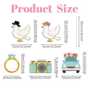 5pcs Large Wedding Reception Plastic Welcome Sign Bridal Shower Party Backdrop <b>Photo</b> <b>Booth</b> <b>Props</b> Pigeon Ring Signs Wedding - Product Image 2