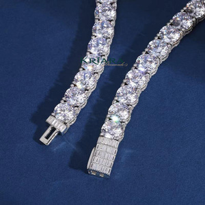 Collier tennis statement hip-hop plaqué or 14K, en argent sterling S925, avec pierres de laboratoire taille brillant rond, bijoux de luxe unisexe - Product Image 4