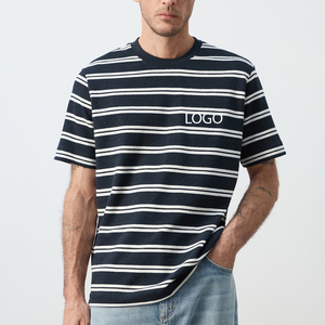 Camiseta de Manga Corta a Rayas con Cuello Redondo, Corte Recto, Diseño con Rayas, Ajuste Regular, con Logotipo Personalizado, Cómoda, 2026 - Product Image 1
