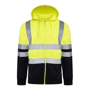 Sweat à capuche haute visibilité en polyester avec capuche imperméable, fermeture éclair, personnalisable avec logo - Product Image 6