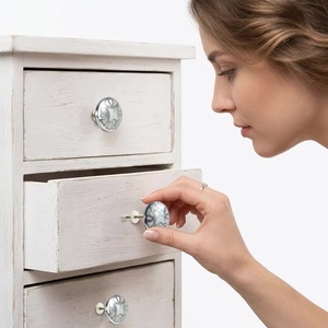 Modern Round MOP <b>Brass</b> Drawer <b>Knob</b> with Floral Design for Bedroom Bathroom Dresser Cabinet Hardware - Product Image 3