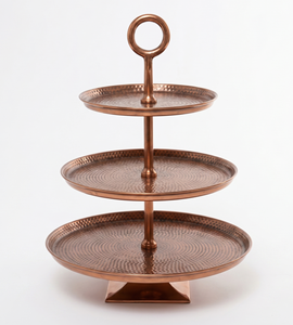 Three <b>Tier</b> Copper <b>Cake</b> Stand Round Handmade Dessert Display Serving Tray For Parties Cupcake Holder Serving Tray For Parties - Product Image 1