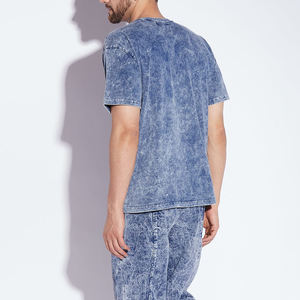 T-shirts homme effet délavé, tissu en mélange de coton, coupe décontractée, matière respirante, manches courtes, style streetwear décontracté. - Product Image 2