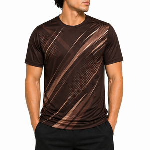 เสื้อยืดผู้ชาย โพลีเอสเตอร์ 100% แขนสั้น คอกลม พิมพ์ลายเต็มตัว บริการ OEM โรงงานขายส่งโดยตรง - Product Image 1