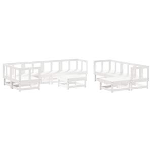 Conjunto de Muebles de Jardín Modulares Grandes de Madera de Pino Sólido Blanco - Product Image 2