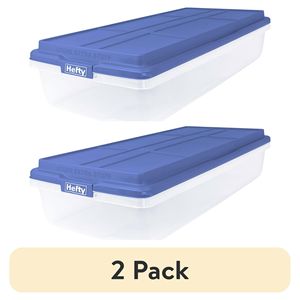 Contenitore di Stoccaggio in Plastica Trasparente HI-RISE da 63 Quarti, Blu, con Coperchio HI-RISE, Confezione da 2, per Organizzazione Sotto il Letto - Product Image 1