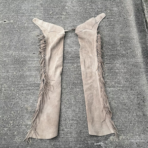 Top Selling Cowhide Suede Leather Long Farrier <b>Chaps</b> Canvas Western <b>Cowboy</b> Style for Horse Riding Accessories - Product Image 1