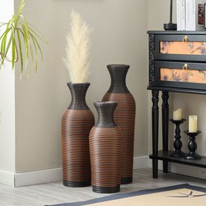 Jarrón Clásico Marrón de Escritorio y de Pie con Soporte Alto Independiente para Flores, Elegante Jarrón Decorativo de Enredadera Artificial PV - Product Image 1