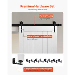Puerta Corredera de MDF de Alta Resistencia de 36 x 84 Pulgadas con Kit de Herrajes de Fácil Instalación, Superficie de PVC Resistente al Agua, Fácil Instalación - Product Image 5