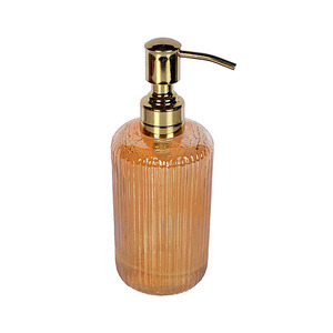 Luxury Bathroom Glass Soap <b>Dispenser</b> with Gold Pump and Decorative Luster Design - Product Image 6