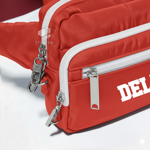Delta |   Sigma | Theta Varsity Fanny Pack - Bolso de cintura ajustable para mujer, con bolsillos con cremallera antirrobo, bolso de viaje tipo bandolera - Product Image 2