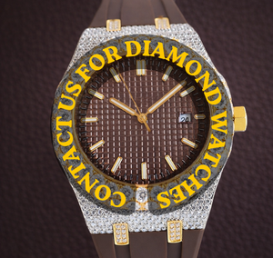 Reloj Personalizado con Caja Redonda, Esfera Azul, Diamante Moissanita y Correa de Goma Azul, Características Clásicas, Colección para Fiestas - Product Image 2