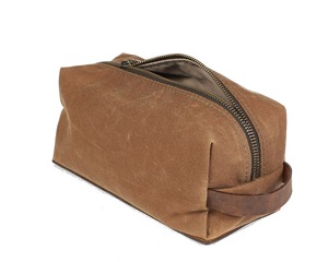 Leather Canvas Toiletry Bag Travel Organizer Waterproof Cosmetic Dopp Kit Large Capacity <b>Case</b> Bag LCTB-0068 - Product Image 3