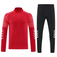 Setelan Training Olahraga Pria Musim Dingin Sepak Bola Hangat, Jaket Setengah Resleting Lengan Panjang 100% Poliester Buatan Pabrik