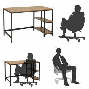 Escritorio de Computadora en Forma de L Drake Industrial de 120 cm con Estantería, Marco con Recubrimiento en Polvo, Mesa de Estudio de Madera para Oficina - Product Image 2