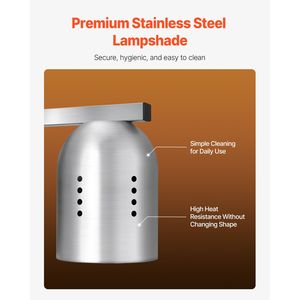 Lampe chauffante alimentaire commerciale 500W en acier inoxydable sur pied pour chauffe-frites - Product Image 5