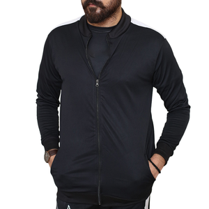 Conjunto Deportivo Negro para Hombre, Sudadera con Capucha y Cierre Completo, Pantalones Deportivos Casuales, Ropa Deportiva de Otoño, 100% Poliéster Tejido Transpirable, Cuello Alto - Product Image 5