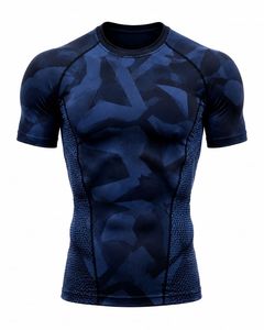 Men's <b>White</b> Short Sleeve Compression T-<b>Shirts</b> Heat-Transfer Printed Quick Dry <b>Slim</b> <b>Fit</b> Sporty O-Neck Knitted Canvas Breathable - Product Image 4