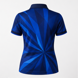 Polo pour femme personnalisé bleu marine à rayures radiales, séchage rapide, respirant, manches courtes, uniforme d'équipe de golf WPS-0739 - Product Image 2