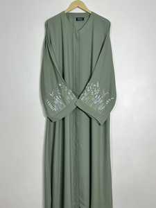 Abaya pour femmes, style Moyen-Orient, manches longues, brodée, vêtement musulman traditionnel, longueur au sol, robe islamique modeste - Product Image 5