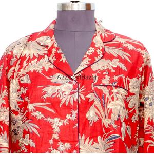 เดรสเชิ้ตผ้าฝ้ายแท้ 100% คอวี แขน 3/4 ติดกระดุมด้านหน้า สไตล์เซ็กซี่เข้ารูปทรงบอดี้คอน เหมาะสำหรับงานกลางคืนหรืองานทางการ ลายพิมพ์บล็อก ด้านหน้าเจาะรู - Product Image 3