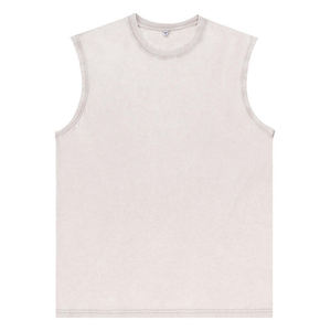 เสื้อกั๊กโอเวอร์ไซส์สีดำฟอกยีนส์สำหรับผู้ชาย ผ้าฝ้าย 95% สแปนเด็กซ์ 5% คอตั้งลำลอง พิมพ์ลายแบบรีดร้อน ระบายอากาศได้ดี - Product Image 2