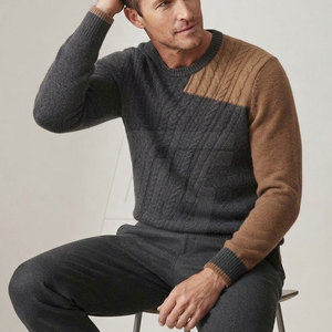 Pull-over en tricot léger pour homme, tissu doux et chaud, vêtements décontractés d'hiver, poignets côtelés et col rond - Product Image 4