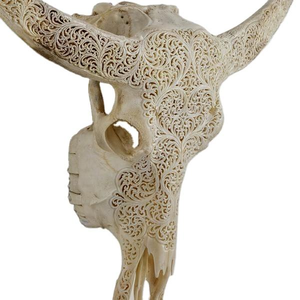 Cráneo de Búfalo Tallado a Mano para Colgar o Poner en Pie, Decoración de Pared, Cráneo de Búfalo Totalmente Natural - Product Image 6