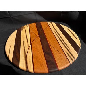 Round Wooden Lazy Susan Handmade Classic Solid Pattern Crackle Glaze Durable Business Gifts Party Dishes & Serving <b>Plates</b> - Product Image 2